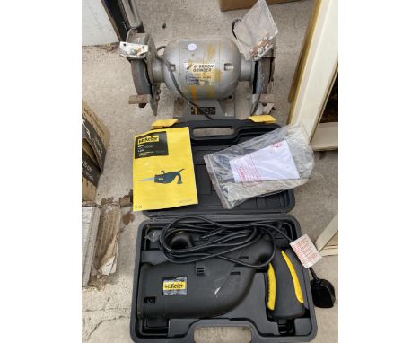 A MCKELLER RECIPRICATING SAW AND A 6" BENCH GRINDER 