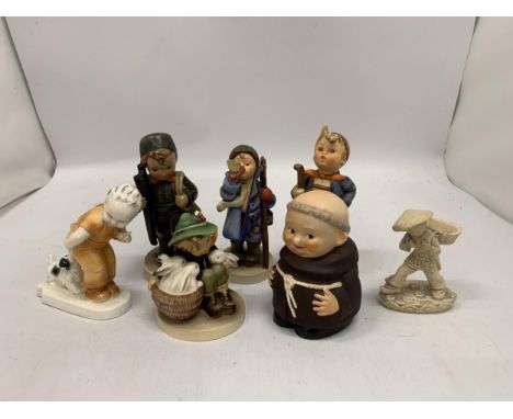 FIVE GOEBEL HUMMEL FIGURES TO INCLUDE 'PLAYMATES' AND 'LITTLE HELPER' 