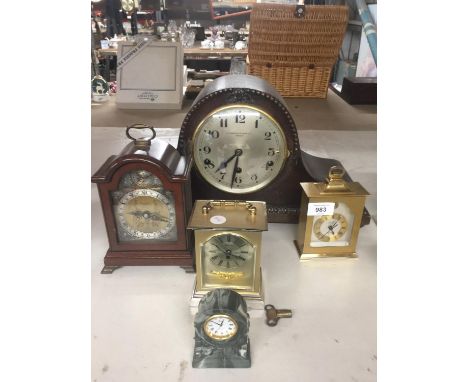A H PIDDUCK &amp; SONS LIMITED HANLEY MANTLE CLOCK TOGETHER WITH A SMALL AYNSLEY CLOCK, MINSTER QUARTZ CARRIAGE CLOCK ETC., 