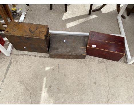 THREE VINTAGE WOODEN BOXES 