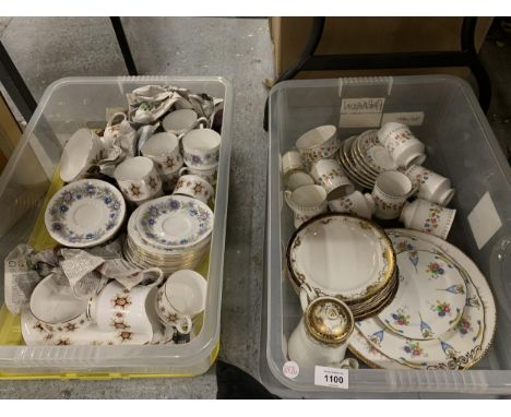 A LARGE QUANTITY OF PARAGON CHINA TO INCLUDE PLATES, CUPS, SAUCERS, A COFFEE POT, JUGS, ETC - 2 BOXES 