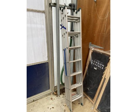 A 21 RUNG ALLUMINIUM THREE SECTION EXTENDING LADDER 