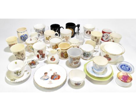 A collection of Royal Commemorative ceramics, Queen Victoria and later, to include a Queen Victoria 1897 enamel beaker, a blu