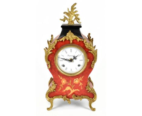 A modern decorative Italian style mantel clock with gilt metal mount, circular dial signed Imperial with Roman numerals, heig
