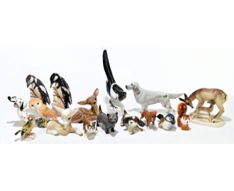 A collection of Beswick, Goebel and other animal and bird figures to include a Beswick model of a bulldog, a Beswick model of