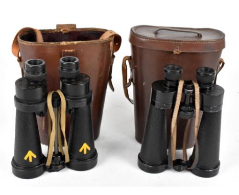 BARR &amp; STROUD; two pairs of 7x binoculars, one with military markings serial no.63072, both in leather cases (2).Addition
