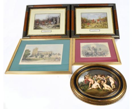 Four assorted decorative prints and engravings including an example after CW Radclyffe entitled Great Dean's Yard, 23 x 32cm,