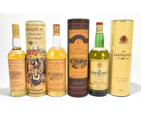 WHISKY; two bottles of Glenmorangie Single Highland Malt Scotch Whisky 10 years old including one 1l bottle, also a 1l bottle