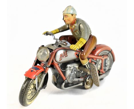 ARNOLD; a West German tin plate MAC 700 motorcyclist with original key, the cyclist performing multiple tricks, length 20cm.A