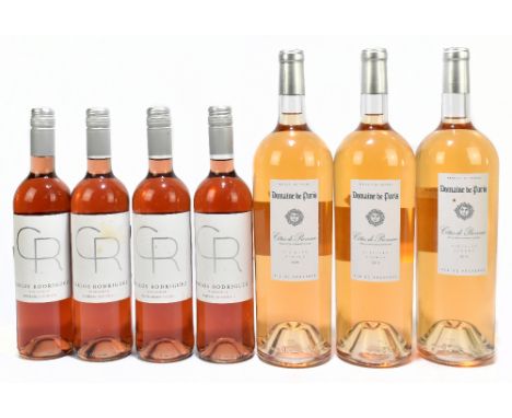 FRANCE; three Magnum bottles of Domaine de Paris Vieillies Vignes Côtes de Provence rosé wine 2015, with four bottles of Carl