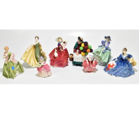 ROYAL DOULTON; seven figures, HN1833 'Top O' The Hill', HN2398 'Alexandra', HN2429 'Elyse', HN1934 'Autumn Breezes', HN2037 '