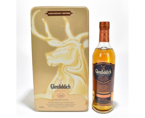 WHISKY; a single bottle Glenfiddich, a cased presentation 125 year anniversary Single Malt Scotch Whisky, 70cl, 43%.&nbsp;Add