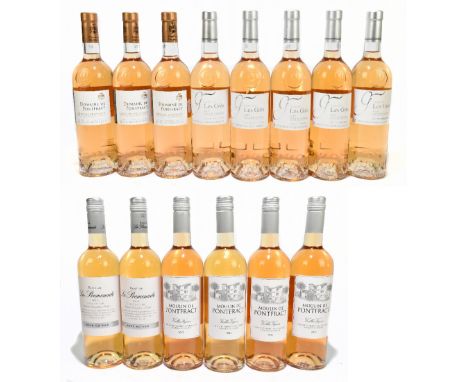 FRANCE; fourteen bottles of mixed rosé wine, including four bottles of Vins Breban Domaine Les Gres Côtes de Provence rosé, t