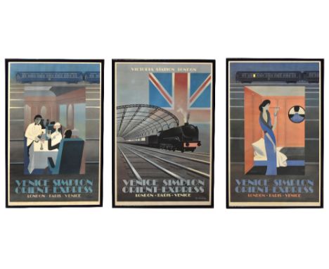 RAILWAY INTEREST; three Art Deco railway posters by Fix Masseau, first edition, printed in France by Imprimerie Bauge, includ