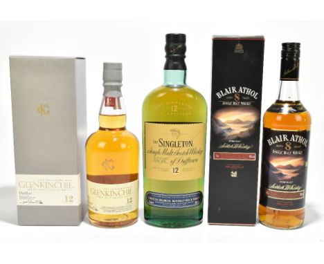 WHISKY; three bottles comprising Glenkinchie Single Malt 12 years old, The Singleton Single Malt Scotch Whisky of Dufftown ma