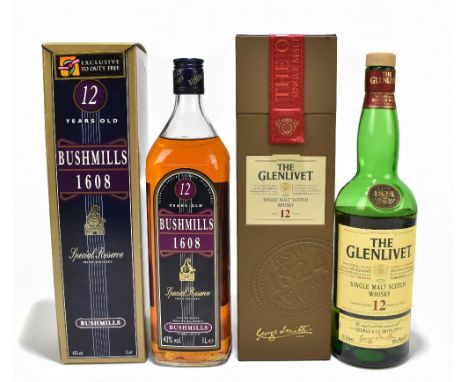 WHISKY; two bottles comprising Glenlivet Single Malt Scotch Whisky 12 years and Bushmills 12 years old Special Reserve Irish 