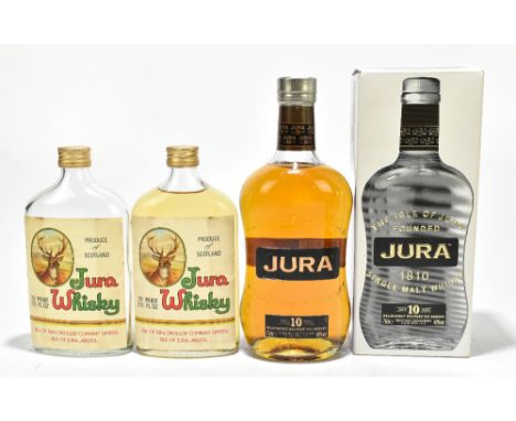 WHISKY; two bottles of Jura Whisky and a half bottle of Scotch Whisky with apparent rare label, with a further empty bottle w