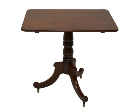 A 19th century mahogany tilt-top tripod table, raised on swept feet, height 71cm.