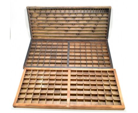 Three vintage printing block trays, each approx. 83cm x 37cm.Additional InformationPlease note, these are just the trays, no 
