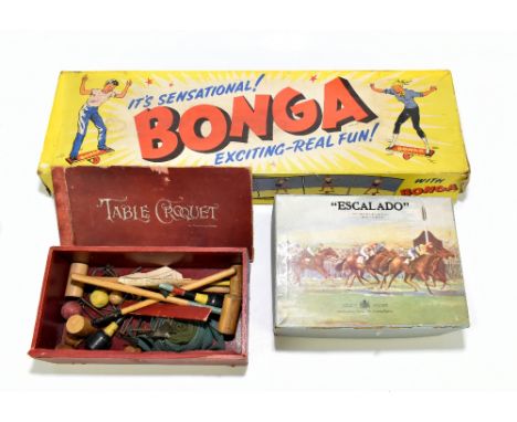 THREE VINTAGE BOX GAMES; Bonga, Escalado and table croquet (3).