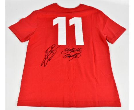 RYAN GIGGS AND GARETH BALE; a Wales football shirt, signed to reverse, size M.
Additional InformationCreasing and light gener