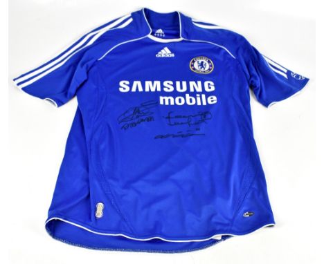 CHELSEA; an Adidas Chelsea home shirt, signed to front by Terry, Lampard and Drogba, size M.
Additional InformationCreasing a