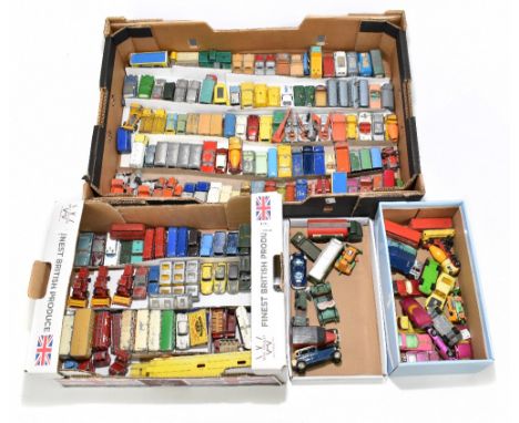 A large collection of unboxed Matchbox vehicles including removal van second version in light green, ERF tanker small in yell