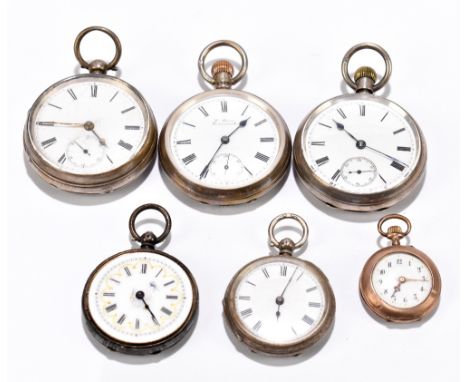 Two hallmarked silver crown wind open face pocket watches, each set with Roman numerals and subsidiary seconds dial, one sign