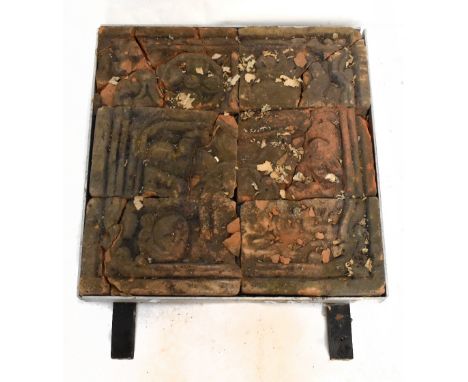 A 14th/15th century Javanese Majapahit Kingdom terracotta plaque, relief decorated with a male torso with a headdress, in sta