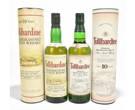 WHISKY; two bottles Tullibardine Single Highland Malt Scotch Whisky aged 10 years, both in cartons.Additional InformationAs s