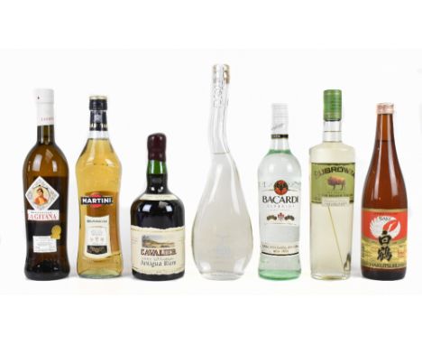 MIXED SPIRITS; seven bottles of mixed spirits including Bacardi Superior, Cavaliere Antigua Rum 1981 vintage, etc (7).Additio