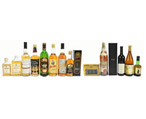 WHISKY; five bottles and three half bottles of whisky including Bailie Nicol Jarvie Blended Old Scotch Whisky, Seagram's 100 