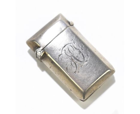 PAYTON, PEPPER &amp; SONS LTD; an Edward VII vesta case of small proportions with panel body and engraved initials to the cen