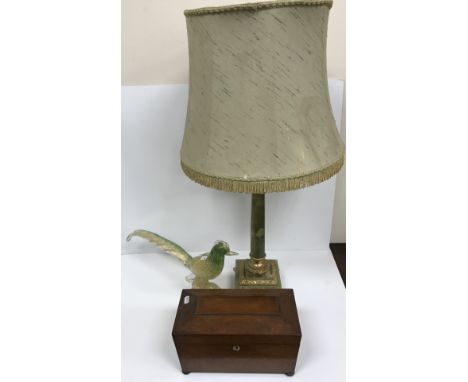 A collection of items to include a 19th Century rosewood tea caddy of sarcophagus form, the hinged lidded top opening to reve