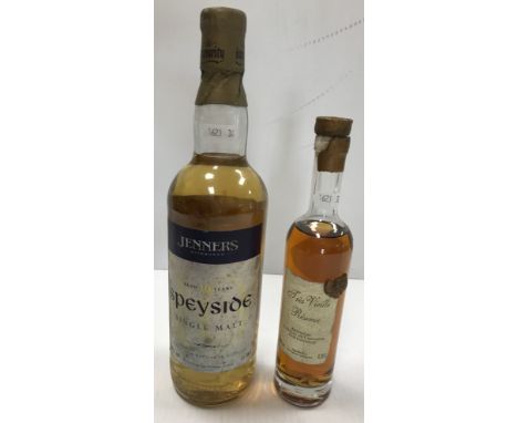 One bottle (.2 litre) Armagnac Chateau de Cassaigne Très Vielle Réserve together with one bottle Jenners Speyside Ten Year Ol