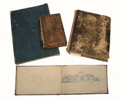 MANUSCRIPT book, R. Haws, Lynstead, Kent, 1804. 8vo. Tog.with a Sketch book, 1827. Suffolk, ½ marbled bds. Oblong 8vo. Plus a