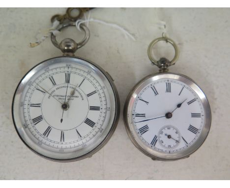 A Swiss .800 silver cased open faced pocket watch, white enamel dial with Roman numerals to chapter ring, subsidiary second d