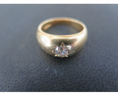 An 18ct gold solitaire ring - Diamond approx. .40ct - Ring size L - Total weight approx. 7.5gms - diamonds bright, some usage