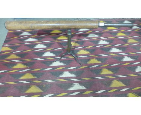 A 19th century brass telescope on tripod stand with leather cover - Needs some restoration 