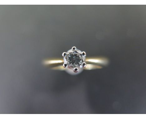 An 18ct yellow gold solitaire ring, round brilliant cut - approx diamond weight 0.36ct approx diamond colour F (1+), approx c