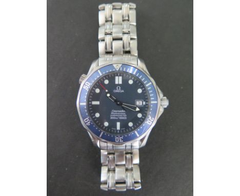 Omega Seamaster Automatic stainless steel Professional Chronometer wristwatch with blue dial and bezel dot and baton markers 
