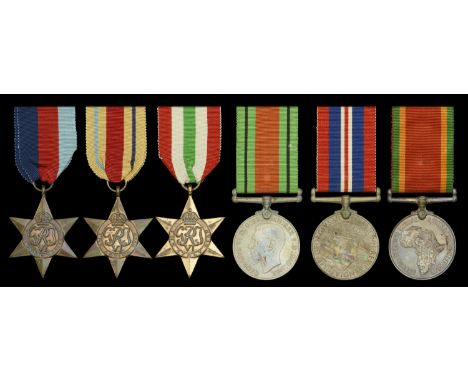 Six: Gunner W. L. Jones, South African Artillery  1939-45 Star; Africa Star; Italy Star; Defence and War Medals 1939-45; Afri