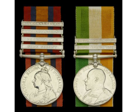 Pair: Private G. Box, Duke of Cornwall’s Light Infantry   Queen’s South Africa 1899-1902, 4 clasps, Cape Colony, Paardeberg, 