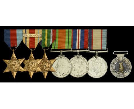 Six: Sapper J. Harris, Royal Australian Engineers  1939-45 Star; Africa Star, 1 clasp, 8th Army; Pacific Star; Defence and Wa