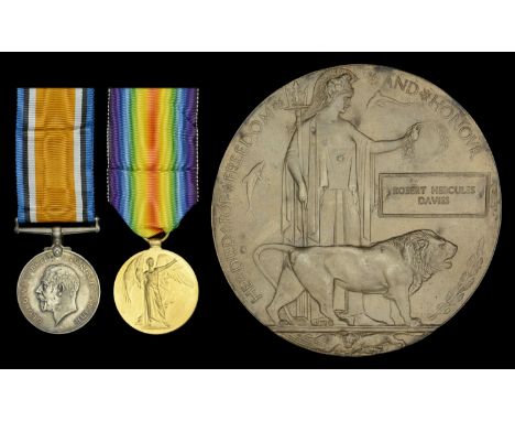 Pair: Private H. R. Davies, Liverpool Regiment, who was killed in action on the Western Front on 13 August 1918  British War 