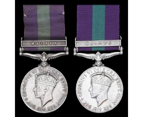General Service 1918-62, 1 clasp, Malaya, G.VI.R. (2) (DN.26323 Cpl. Danileck Master K.A.R.; DN.32372 Pte... Chatama. K.A.R.)