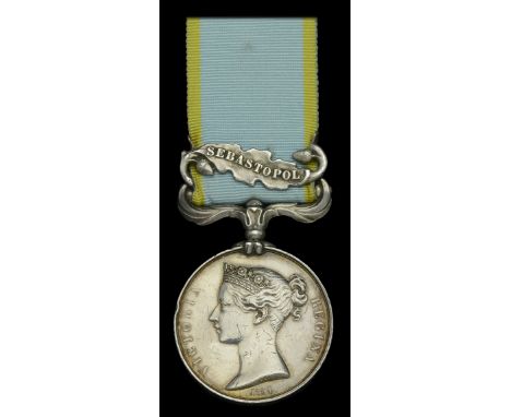 Crimea 1854-56, 1 clasp, Sebastopol (Wm. Batchelor, Stkr. H.M.S. Agamemnon.) contemporary engraved naming in sloping plain ca