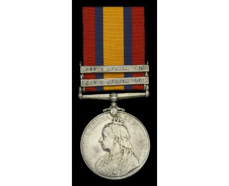 Queen’s South Africa 1899-1902, 2 clasps, South Africa 1901, South Africa 1902 (4589 Pte. H. T. Froude. 3rd Dragoon Gds.) sus