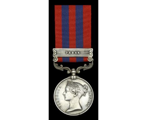 India General Service 1854-95, 1 clasp, Perak (W. Triggs, Ord: H.M.S. “Hart”) some light scratching in obverse field, otherwi