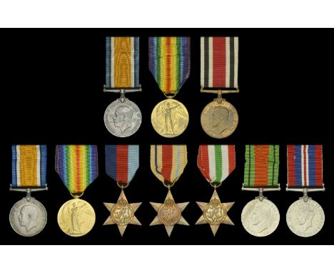 Three: Private A. T. Owen, Machine Gun Corps  British War and Victory Medals (106126 Pte. A. T. Owen. M.G.C.); Special Consta